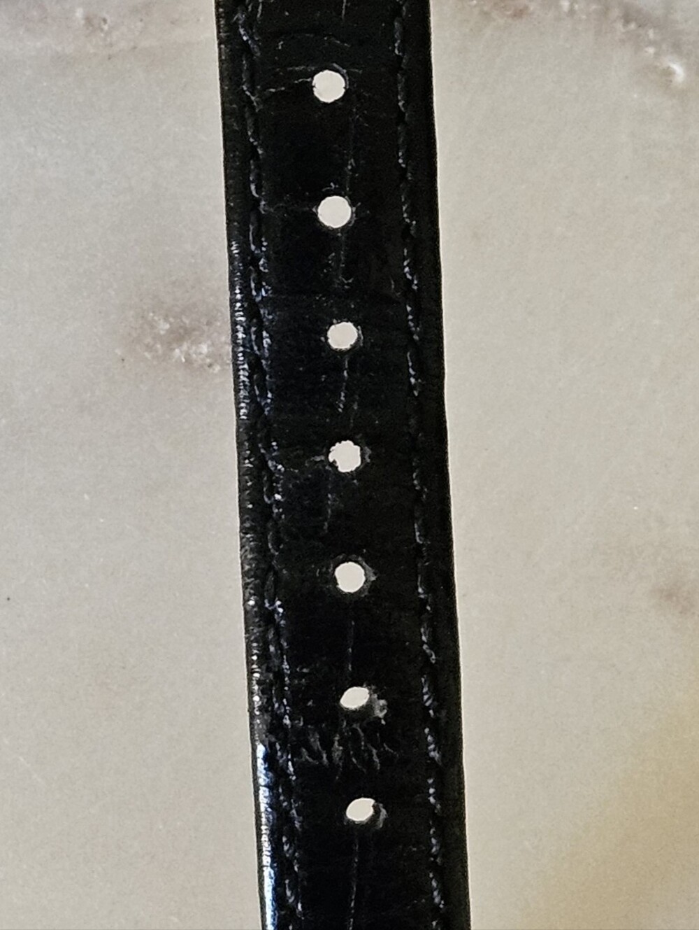 Seiko Women's Tank Watch w/ White Face & Black Leather Strap, Cabuchon stem - Picture 7 of 11